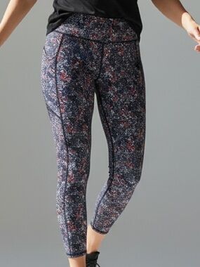 BCBGeneration Black Floral Leggings with Red and Pink Accents